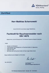 Fachkraft für Rauchwarnmelder nach DIN 14676, Matthias Scharnowski